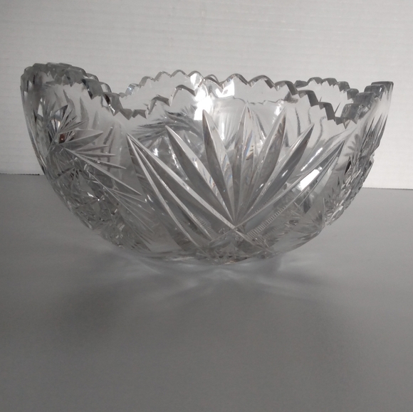 American Briliant lead crystal cut glass bowl - Picture 6 of 6